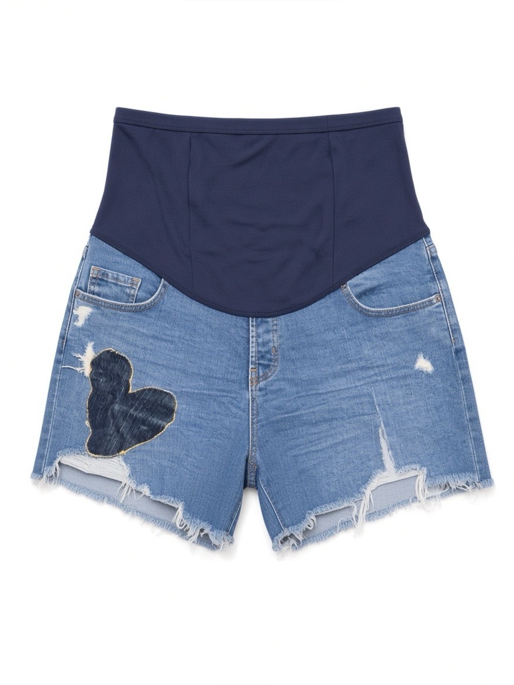 Maternity High-Waist Jean Shorts with Navy Panel Old Navy Size 12 Womens
